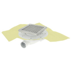 Siphon faible hauteur Ø40, DOCIA®XS Magnetech® grille 15x15 cm, inox 316