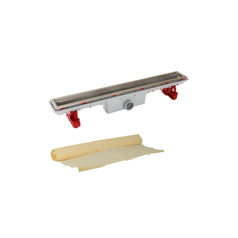 Caniveau douche 690mm d40 sans grille + natte