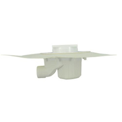 Siphon Ø40 DOCIA® avec cadre et grille PVC blanc 10x10 cm