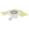 Siphon Ø40 DOCIA® avec grille inox à carreler, 10x10 cm, avec natte