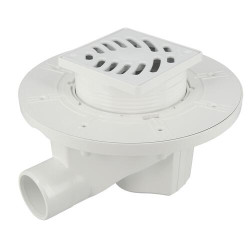 Siphon/carré. s/horiz.grille PVC 10x10