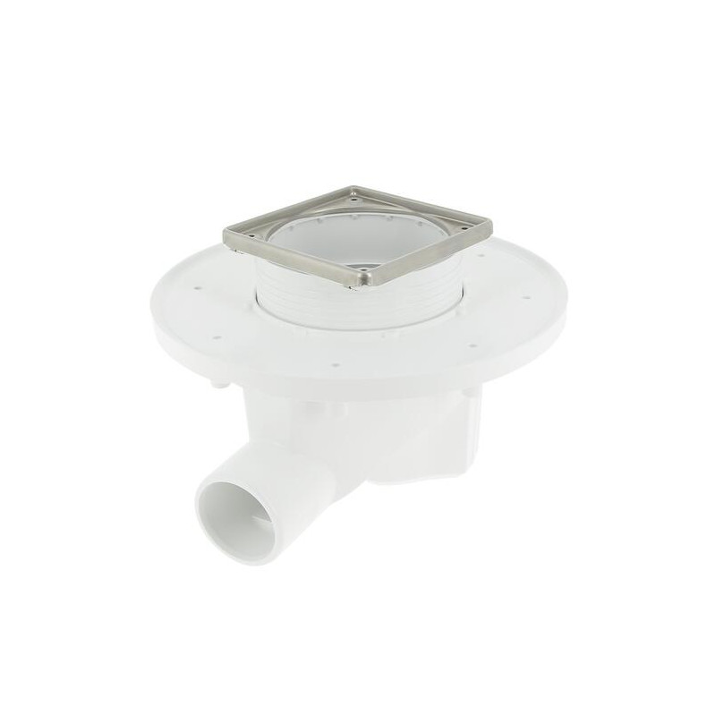 Siphon/carré. s/horiz. cadre inox 10x10