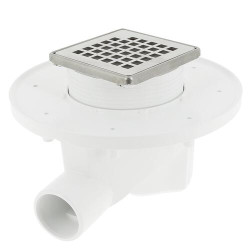 Siphon DOCIA® pour sols carrelés, avec grille, sortie horizontale - réf. SICAX10IHC