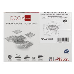 Siphon DOCIA® pour sols carrelés, avec grille, sortie horizontale - réf. SICAX10IHC