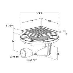 Siphon DOCIA® pour sols carrelés, avec grille, sortie horizontale - réf. SICAX15IHC
