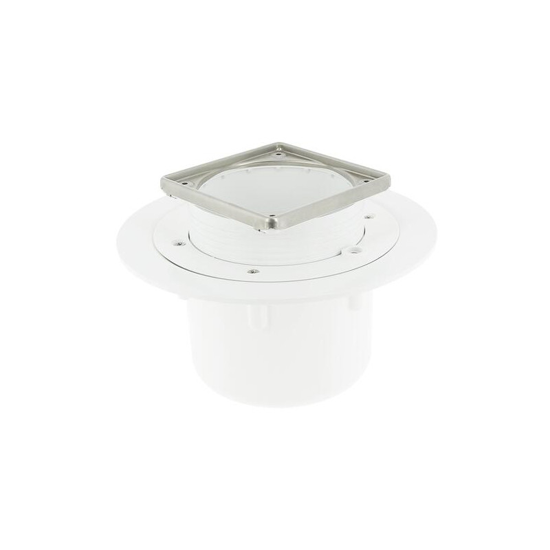 Siphon pour carré s/vert.cadre inox 10x10