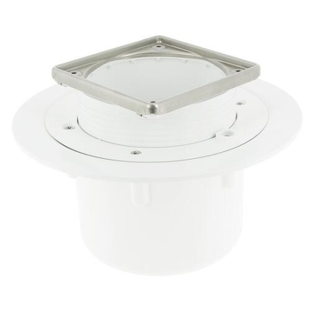 Siphon pour carré s/vert.cadre inox 10x10