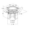 Siphon pour carré s/vert.cadre inox 10x10