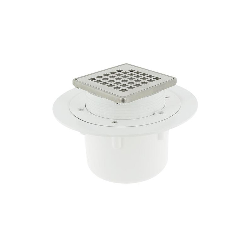 Siphon pour carré s/vert.cadre+gr carré inox - VC