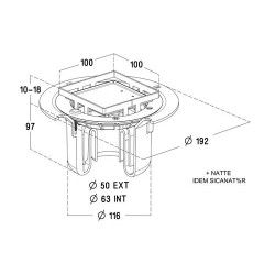 Siphon pour carré s/vert.cadre+gr.a.carr+natte