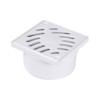Siphonnette sortie verticale avec grille carrée 10x10 mm en PVC blanc