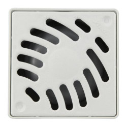 Siphonnette sortie verticale avec grille carrée 10x10 mm en PVC blanc