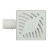 Siphonnette 15x15, grill PVC blanc design palmier, sortie horizontale Ø 40/50 mm