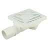 Siphonnette 15x15, grill PVC blanc design palmier, sortie horizontale Ø 40/50 mm
