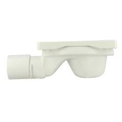Siphonnette 15x15, grill PVC blanc design palmier, sortie horizontale Ø 40/50 mm