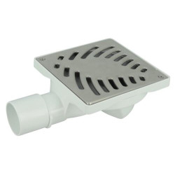 Siphonnette 15x15, grill inox, palmier, verrouillable, horizontale, Ø 40/50 mm