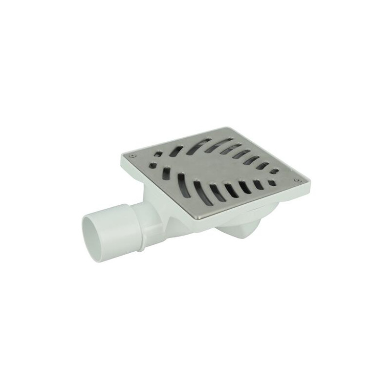 Siphonnette 15x15, grill inox, palmier, verrouillable, horizontale, Ø 40/50 mm