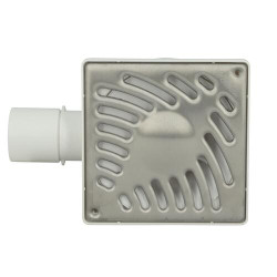 Siphonnette 15x15, grill inox, palmier, verrouillable, horizontale, Ø 40/50 mm