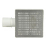 Siphonnette 15x15, grill inox design carrés, sortie horizontale, Ø 40/50 mm