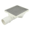 Siphonnette 15x15, grill inox design carrés, sortie horizontale, Ø 40/50 mm