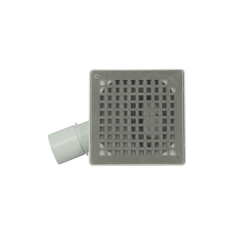 Siphonnette 15x15, grill inox, carrés, verrouillable, horizontale, Ø 40/50 mm