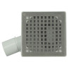 Siphonnette 15x15, grill inox, carrés, verrouillable, horizontale, Ø 40/50 mm