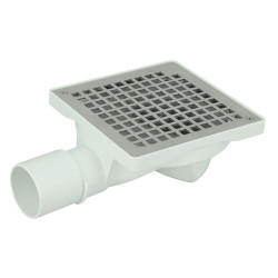 Siphonnette 15x15, grill inox, carrés, verrouillable, horizontale, Ø 40/50 mm