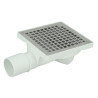 Siphonnette 15x15, grill inox, carrés, verrouillable, horizontale, Ø 40/50 mm