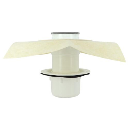 Siphon PMR, sortie verticale, chappe et revêtement carrelé pour plancher bois
