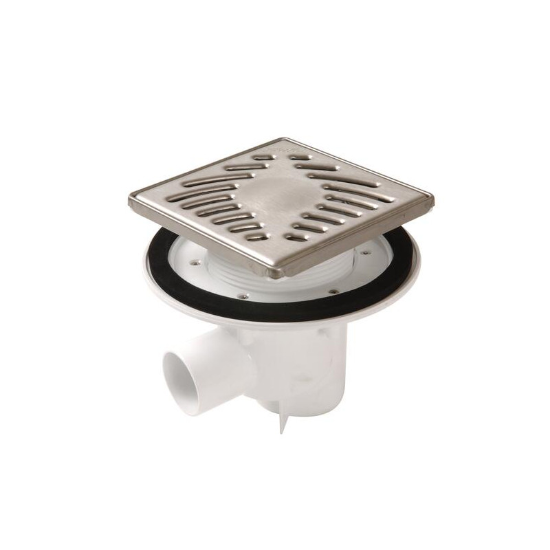 Siphon 15x15 s.horizontale Ø50 pour rac inox