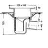 Siphon 15x15 s.horizontale Ø50 pour rac inox