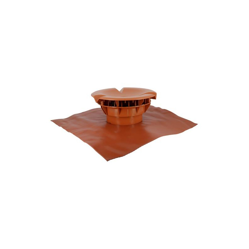 Chapeau aéraulique à coller avec collerette, 60 x 60 cm, Ø 160, terracotta