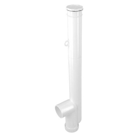 Siphon simple blanc, sortie horizontale avec bouchon polyfusé anti odeur