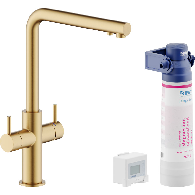 Mitigeur évier eau filtrée ACQUERELLI ambre brossé PVD, réf. AQ93823/3VBGTP