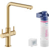 Mitigeur évier eau filtrée ACQUERELLI ambre brossé PVD, réf. AQ93823/3VBGTP