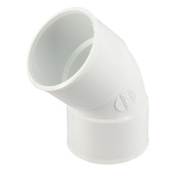 Coude simple, femelle-femelle à 45°, blanc, en PVC