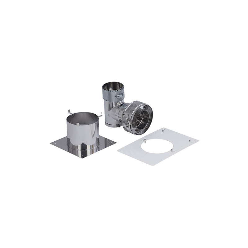 Kit flexible carré concentrique H Duogas, Ø80, non peint