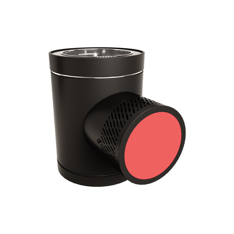 Noir grainé mat, décor rouge fraise