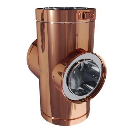 Té 90° nu trappe de visite cuivre Therminox