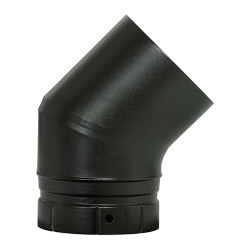 Coude segment noir mat 45° émaillé poêle à bois