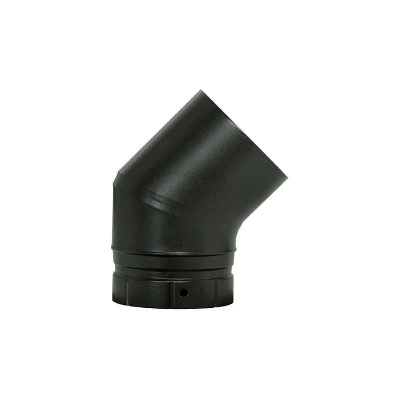 Coude segment noir mat 45° émaillé poêle à bois