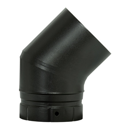 Coude segment noir mat 45° émaillé poêle à bois