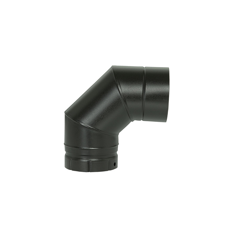 Coude segment noir mat 90° émaillé poêle à bois
