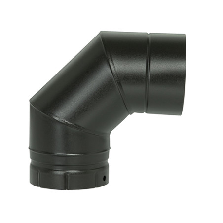 Coude segment noir mat 90° émaillé poêle à bois