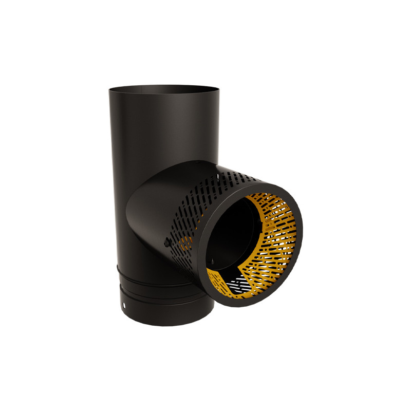 Émail noir mat, spirale jaune genêt