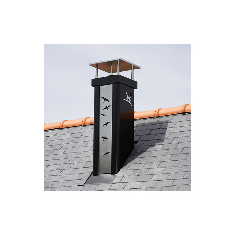Lisse noir, chapeau France Design inox, décor Envol inox
