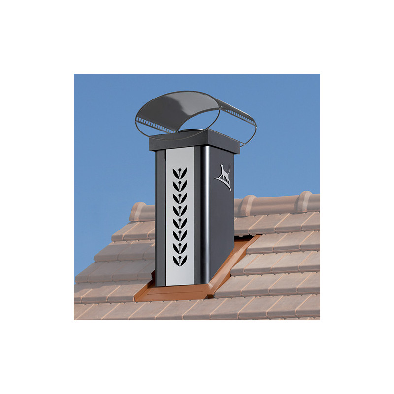 Lisse noir, chapeau ovale noir, décor Frêne inox