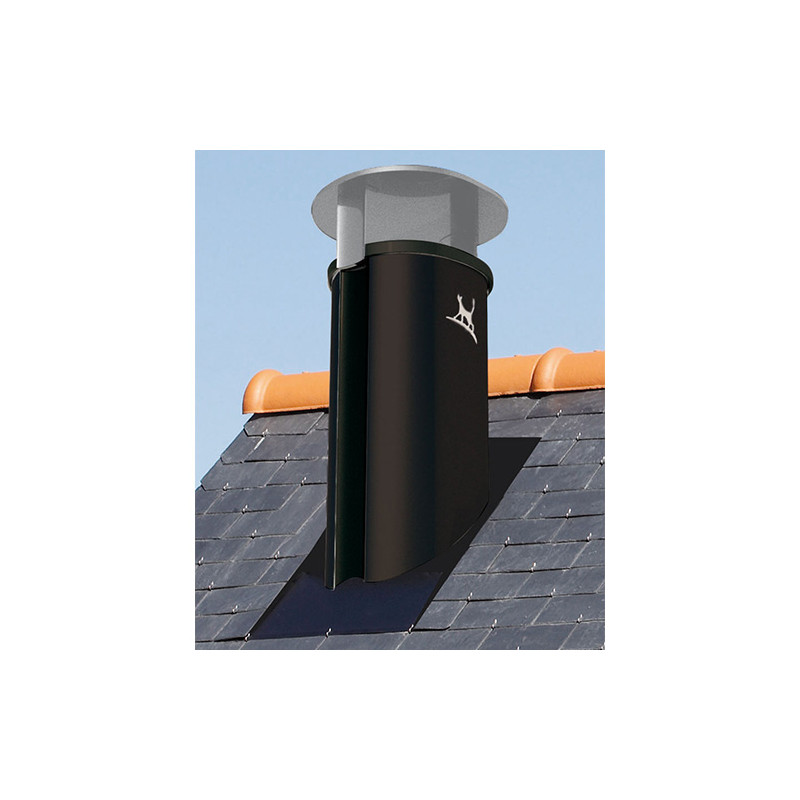 Lisse noir, couronnement lisse noir, KDO noir, pente 70 %, tuile 153, chapeau France Classique silver