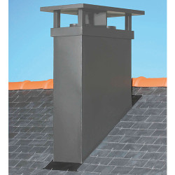 Sortie de toit double conduit ig-180 800x400 perpendiculaire, Ø230, lisse gris foncé, couronnement lisse gris foncé, chapeau Fra