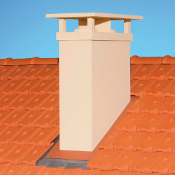 Sortie de toit double conduit ig-150 800x400 perpendiculaire, Ø230, crépi ocre, couronnement crépi ocre, chapeau France Classiqu
